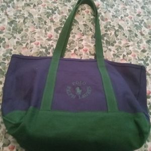New Men's Polo Canvas Blue/Green Tote Bag